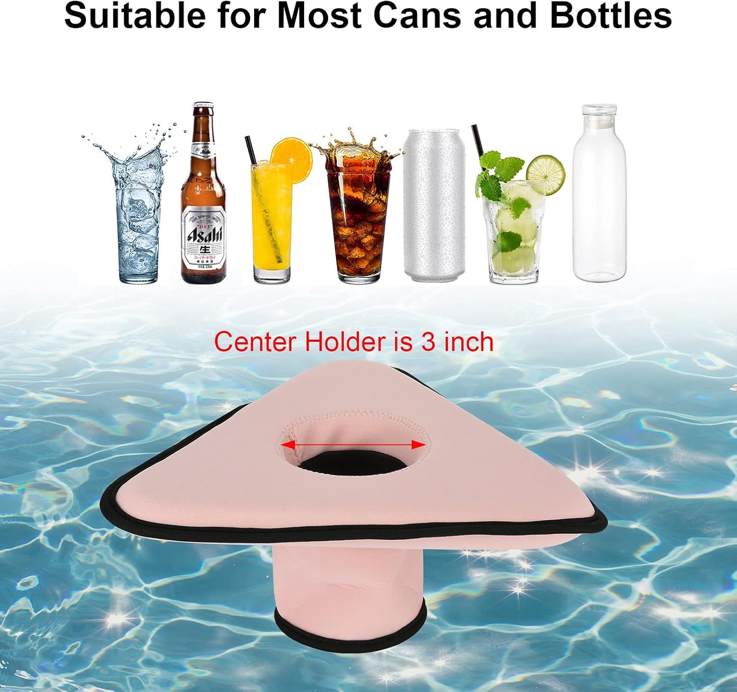 Floating Drink Holder Neoprene Pool Floats Cup Coasters Float Beverage Drink Holder for Pools & Hot Tub – Beach & Outdoor Cup Holder – Fun, Versatile & Portable Serving Bar (Pink)