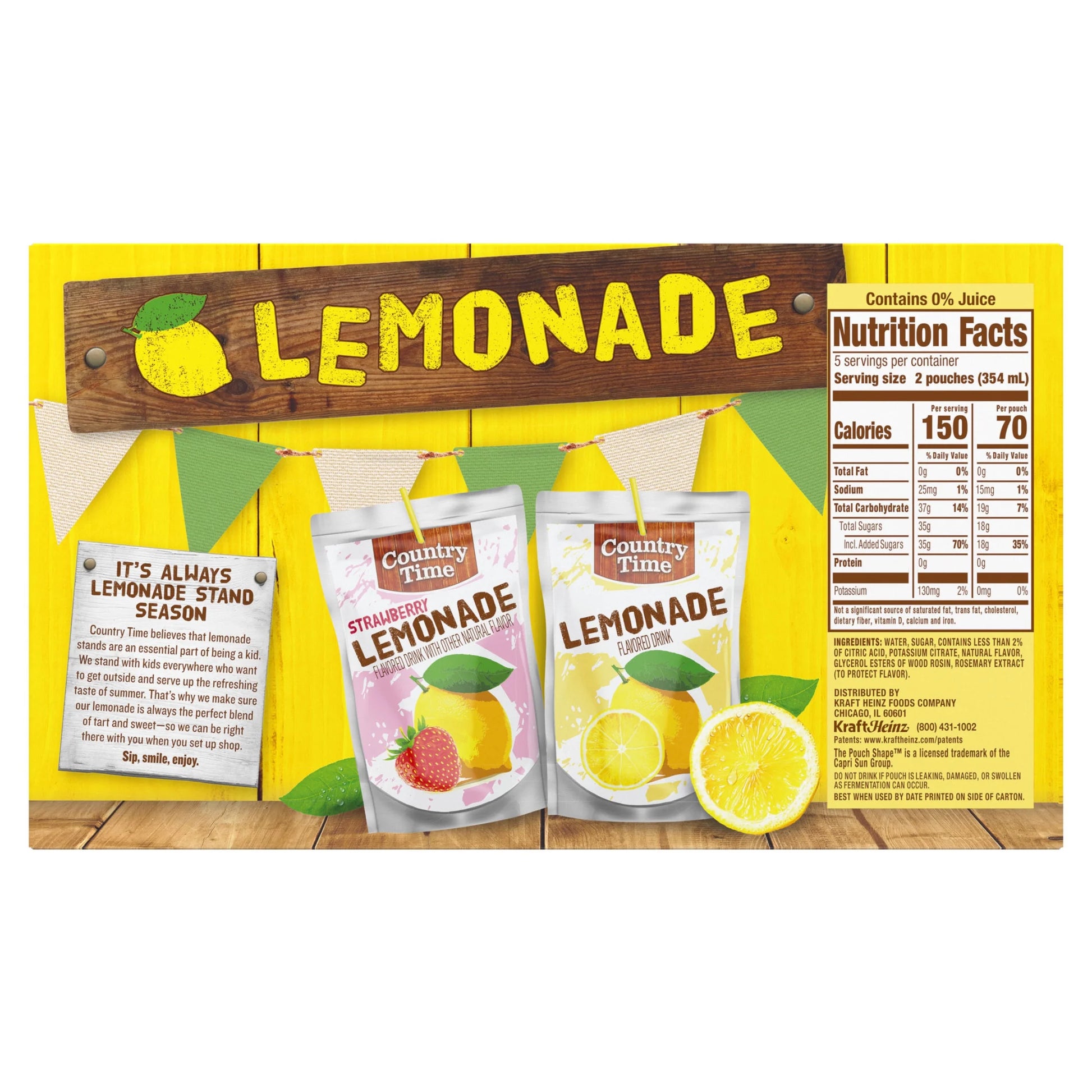 Lemonade Ready to Drink Flavored Drink Pouches, 10 Ct Box, 6 Fl Oz Pouches, Liquids