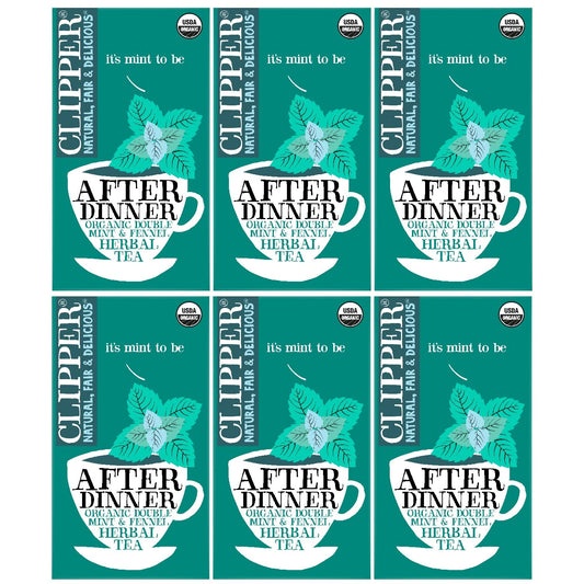 Organic Mint & Fennel Herbal Tea, after Dinner Mints - USDA Organic, Non-Gmo, Sustainable Caffeinated British Tea, 6 Pack, 120 Unbleached Tea Bags