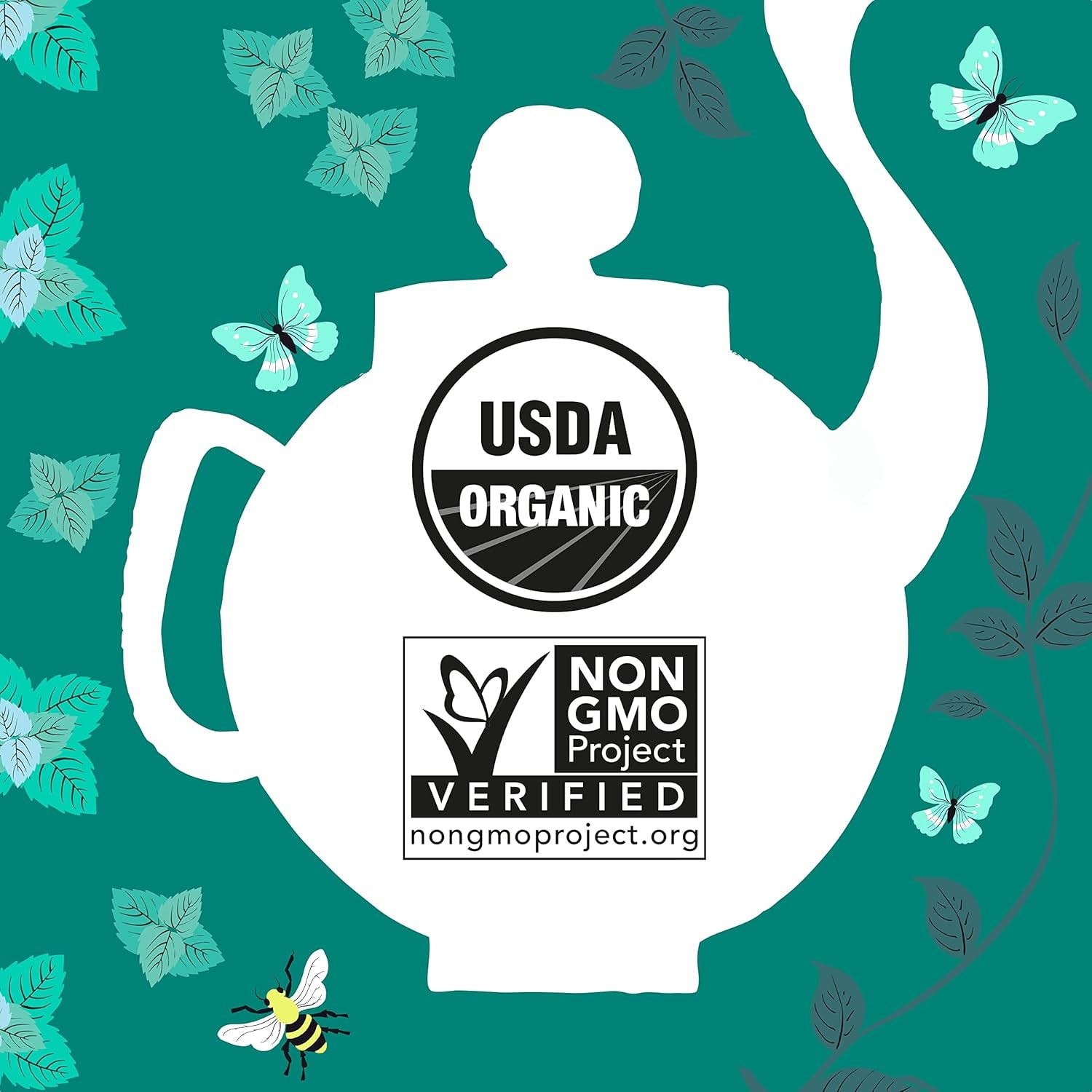Organic Mint & Fennel Herbal Tea, after Dinner Mints - USDA Organic, Non-Gmo, Sustainable Caffeinated British Tea, 6 Pack, 120 Unbleached Tea Bags