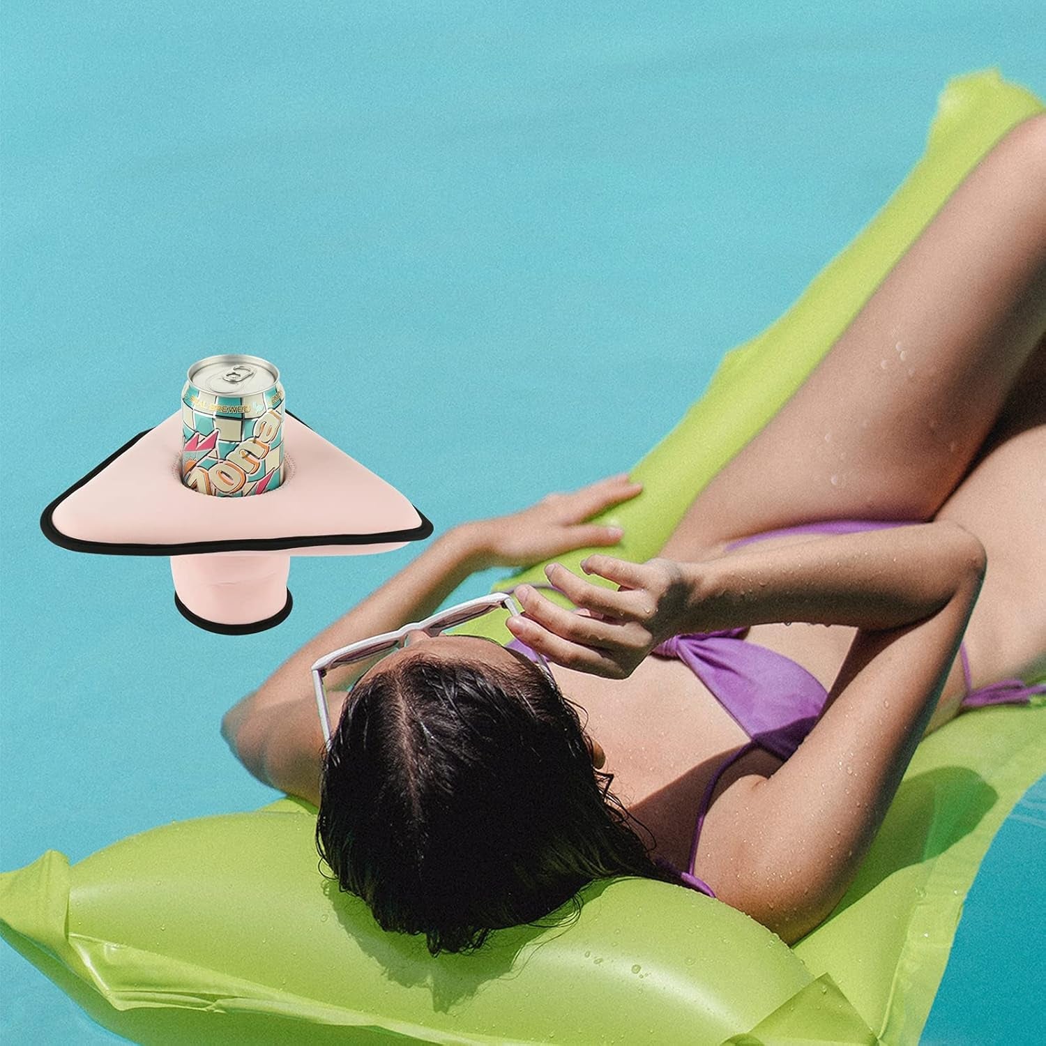 Floating Drink Holder Neoprene Pool Floats Cup Coasters Float Beverage Drink Holder for Pools & Hot Tub – Beach & Outdoor Cup Holder – Fun, Versatile & Portable Serving Bar (Pink)