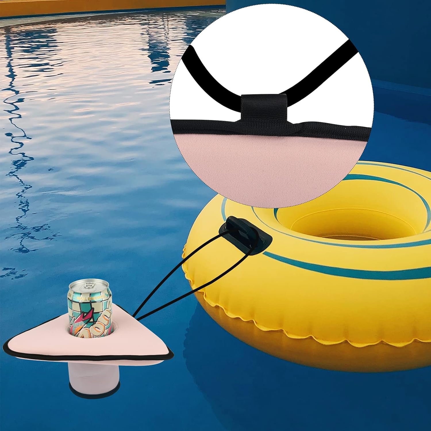 Floating Drink Holder Neoprene Pool Floats Cup Coasters Float Beverage Drink Holder for Pools & Hot Tub – Beach & Outdoor Cup Holder – Fun, Versatile & Portable Serving Bar (Pink)